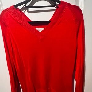 Vibrant Red V-Neck Sweater